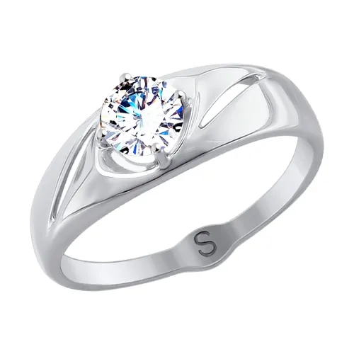 Кольцо из белого золота с камнями Swarovski