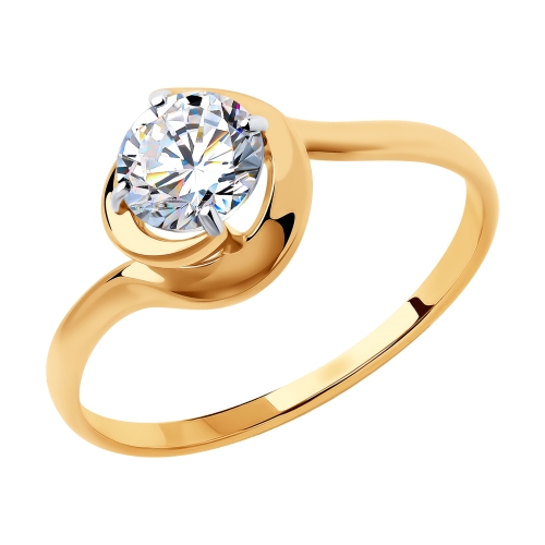 Помолвочное кольцо из красного золота с камнями Swarovski