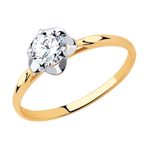 Кольцо из красного золота с камнями Swarovski
