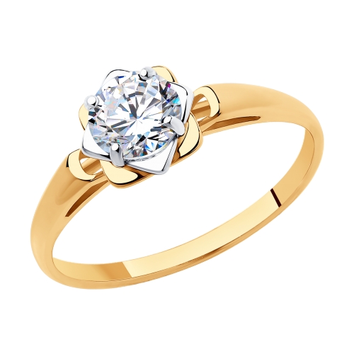 Кольцо из красного золота с камнями Swarovski