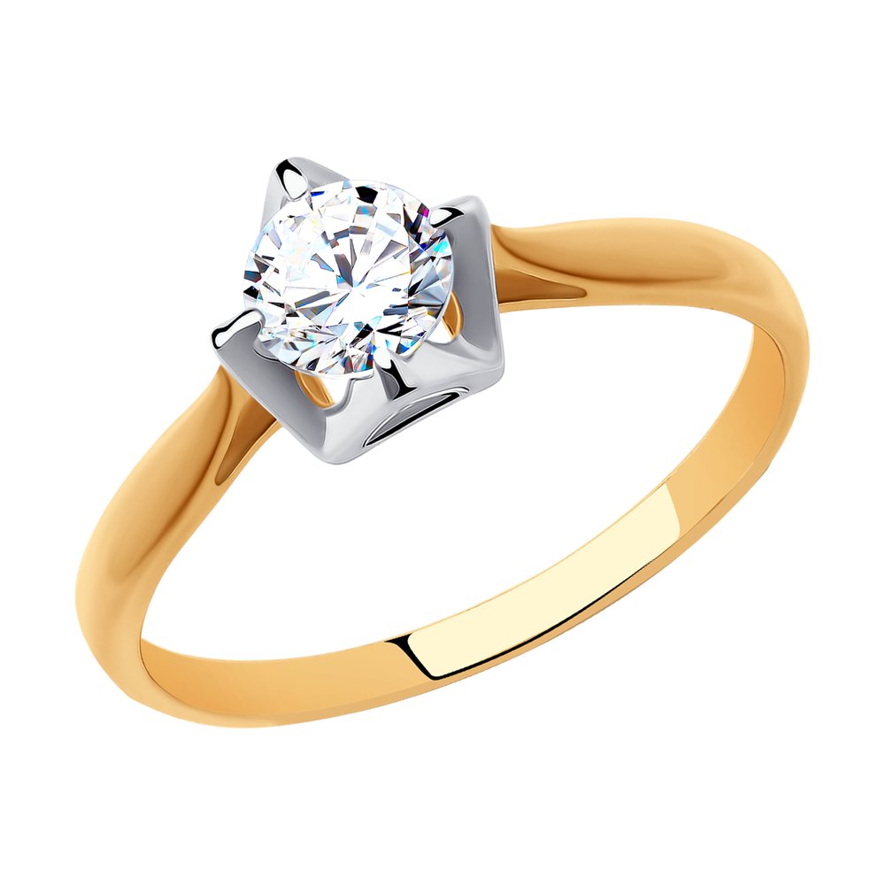 Inel din aur roșu cu pietre Swarovski