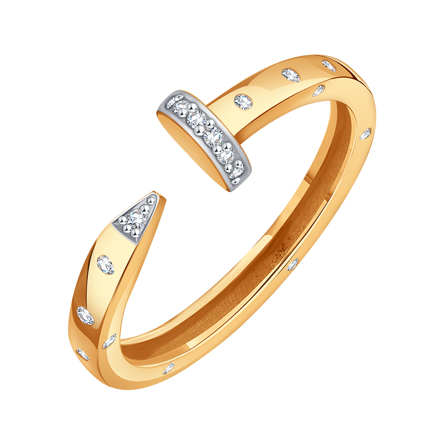 Inel din aur roșu cu pietre Cubic Zirconia Incolor