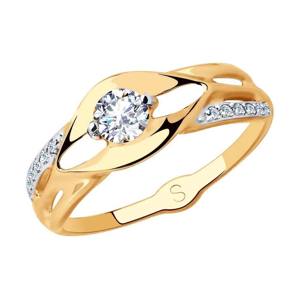 Inel din aur roșu cu Cubic Zirconia Incolor