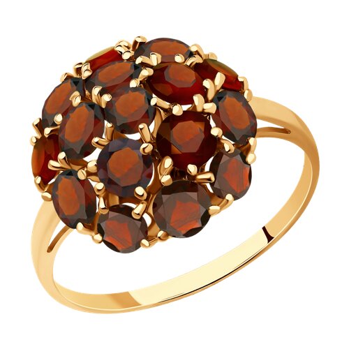 Кольцо из красного золота с камнями Гранат