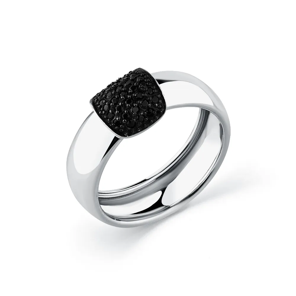 Inel din aur alb cu Cubic Zirconia Negru