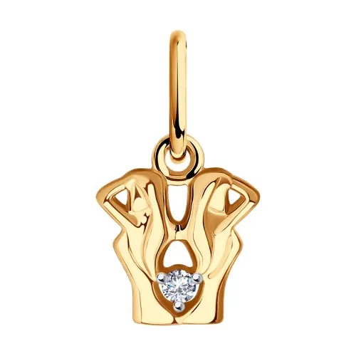 Pandantiv din aur roșu cu Cubic Zirconia Incolor
