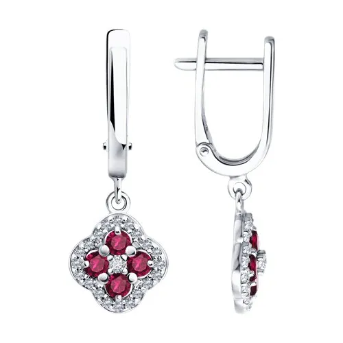 Cercei Suspendați din argint cu Cubic Zirconia Incolor, Rubin