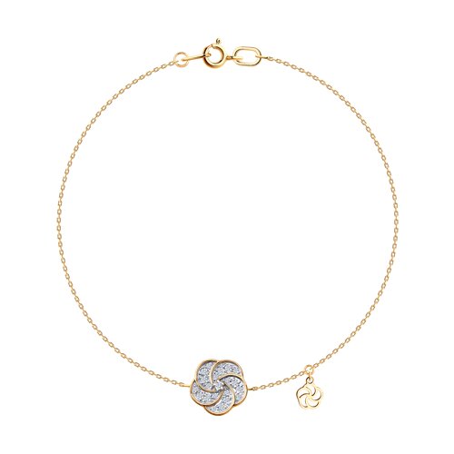 Браслет из красного золота с камнями Фианит