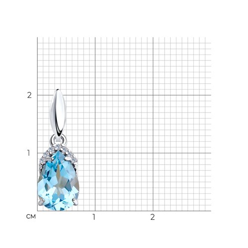 Pandantiv din argint  cu pietre Cubic Zirconia Incolor, Topaz albastru