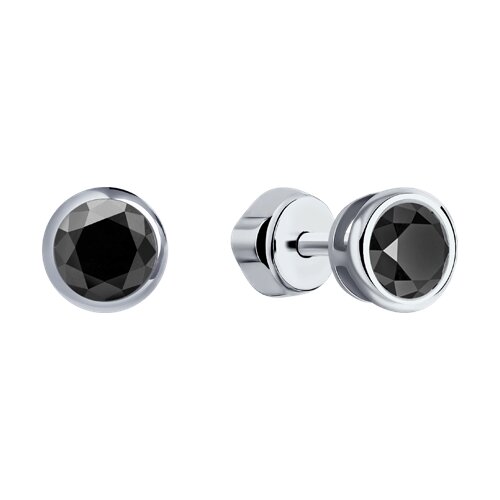 Cercei Pusete din aur alb cu pietre Diamant negru