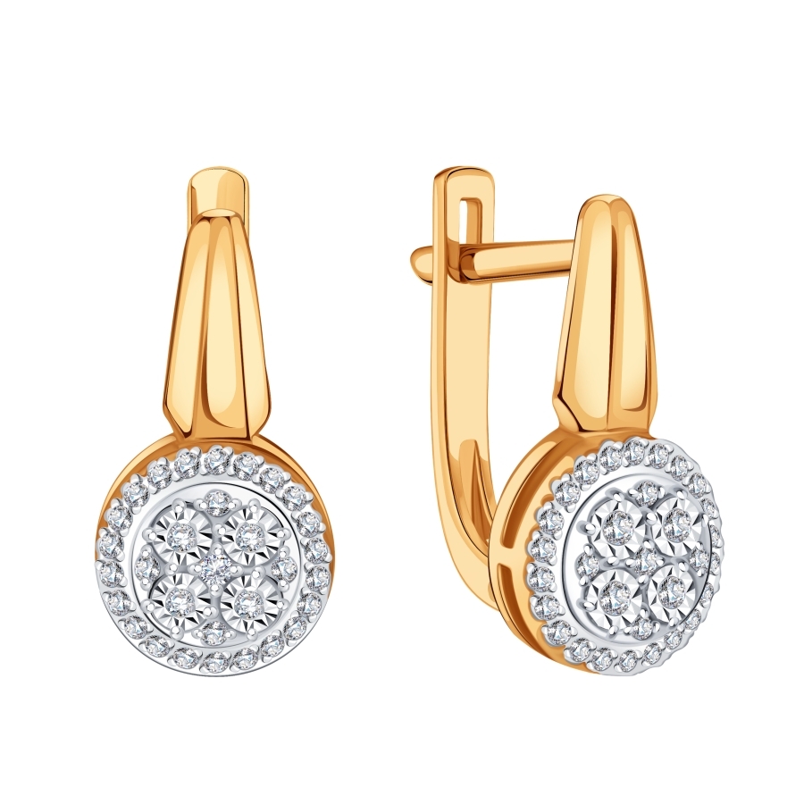 Cercei din aur roșu cu pietre Diamant