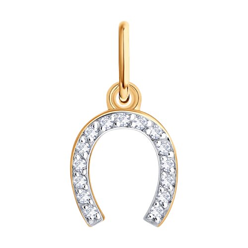 Pandantiv din aur roșu cu pietre Cubic Zirconia Incolor