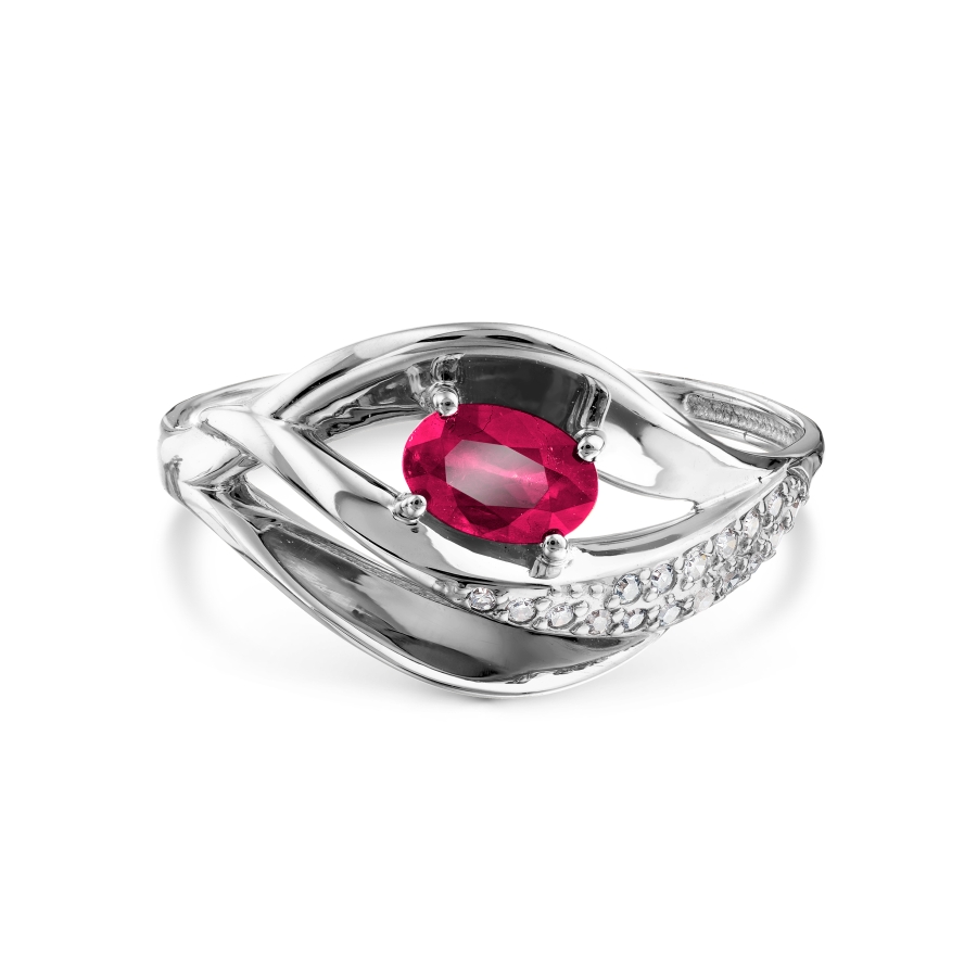 Inel din aur alb cu pietre Diamant, Rubin