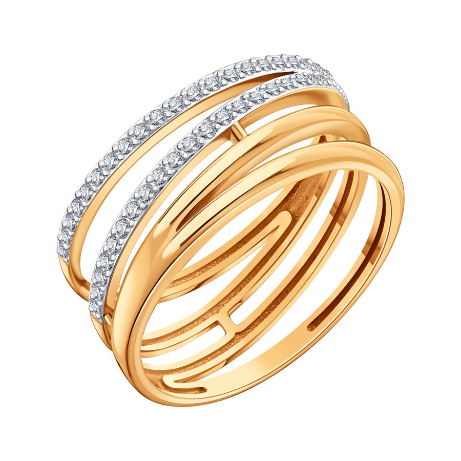 Inel din aur roșu cu pietre Cubic Zirconia Incolor