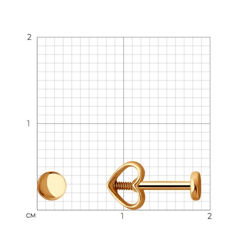 Серьги Пусеты из красного золота без камней