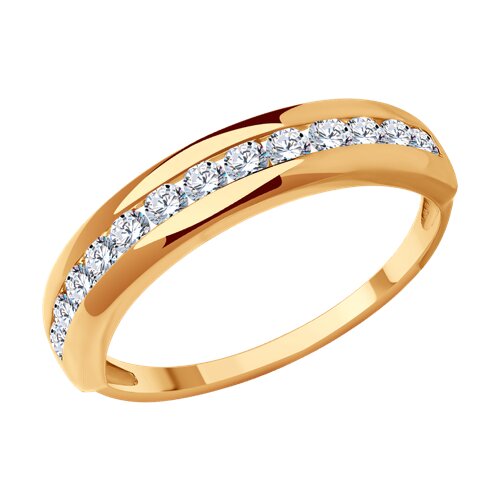 Кольцо из красного золота с камнями Фианит