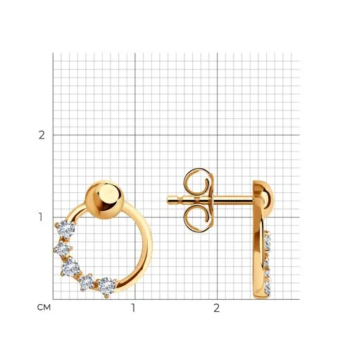 Cercei Pusete din aur roșu cu Cubic Zirconia Incolor