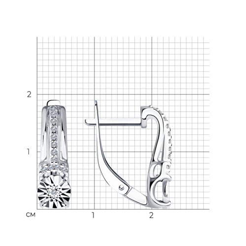 Cercei din argint  cu pietre Diamant, Cubic Zirconia Incolor