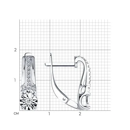 Cercei din argint cu Diamant, Cubic Zirconia Incolor