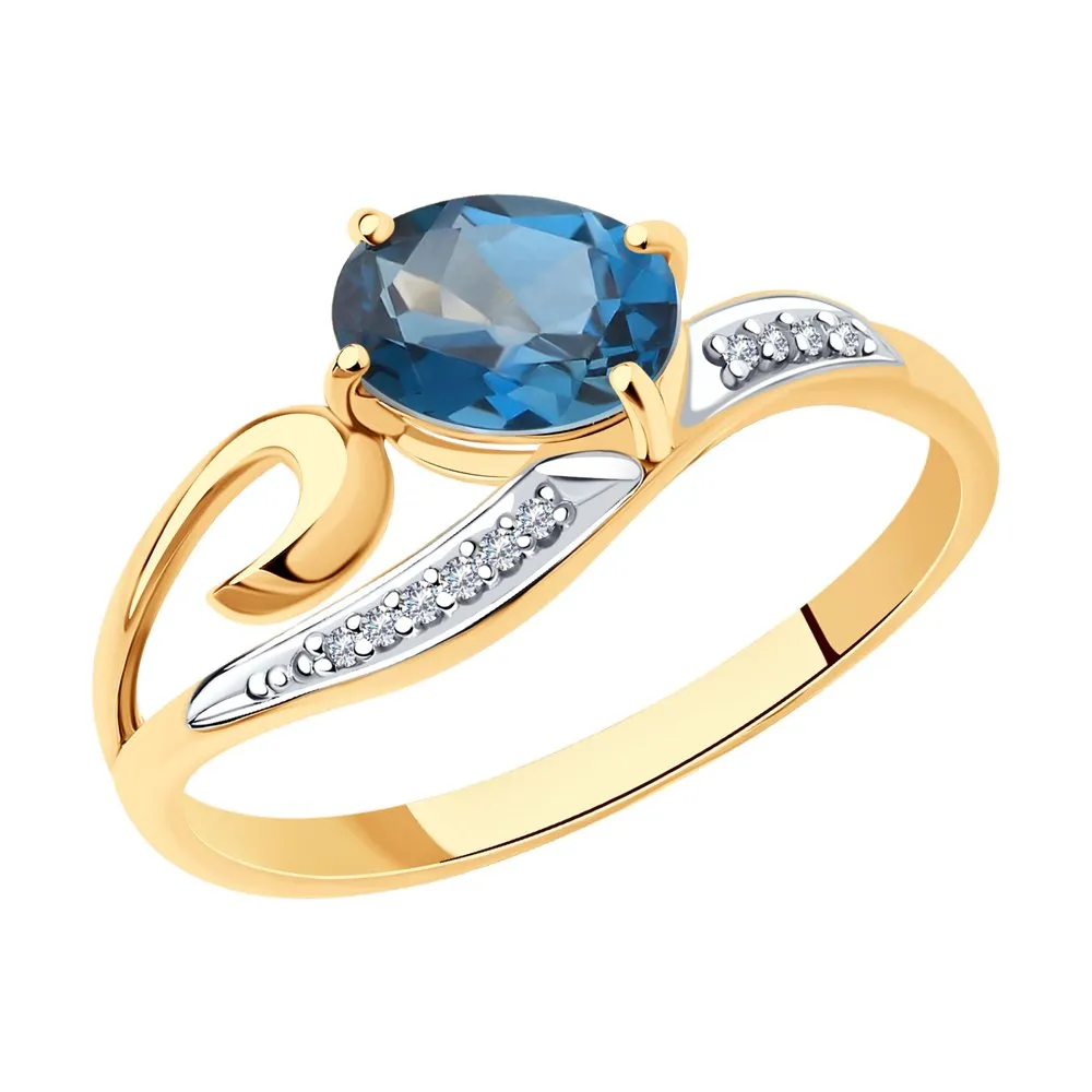 Inel din aur roșu cu Cubic Zirconia Incolor, Topaz London