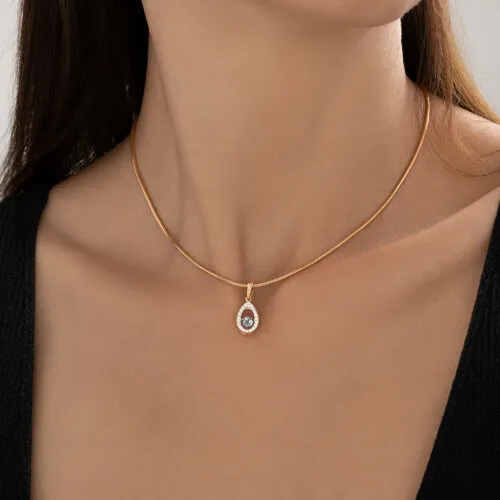 Pandantiv din aur roșu cu Cubic Zirconia Incolor, Topaz Swiss