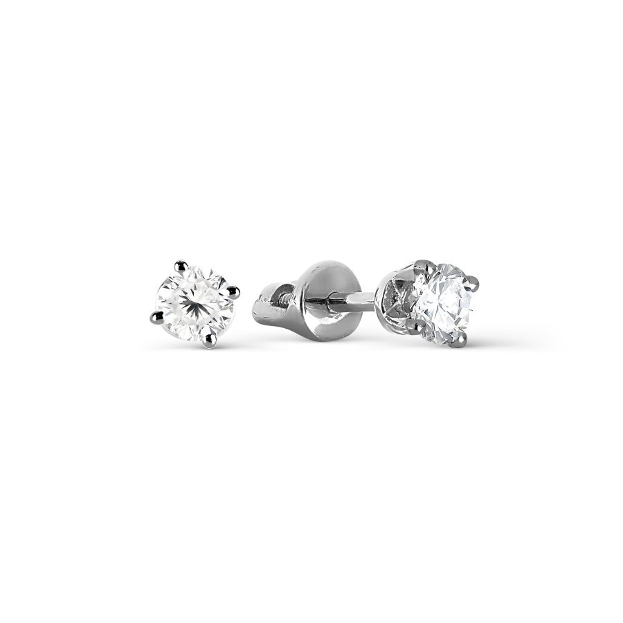Cercei Pusete din aur alb cu pietre Diamant
