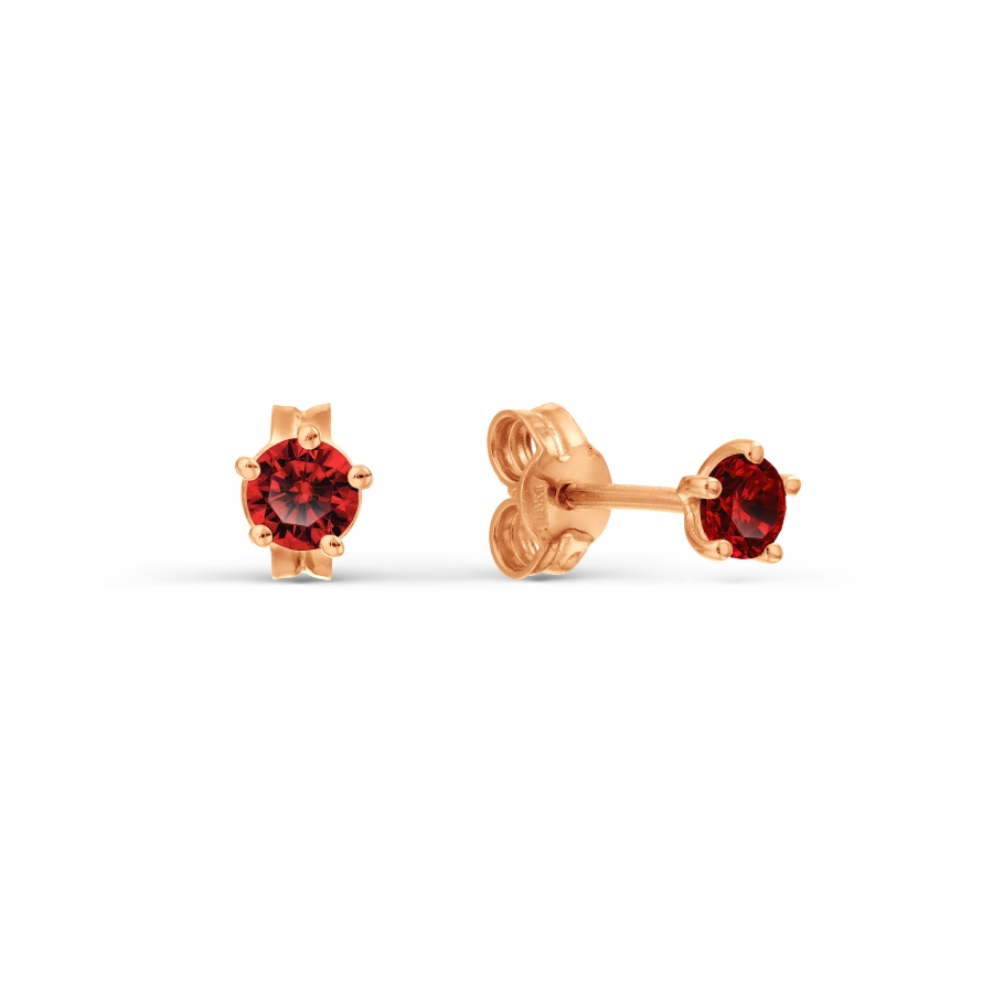 Cercei Pusete din aur roșu cu Cubic Zirconia Roșu