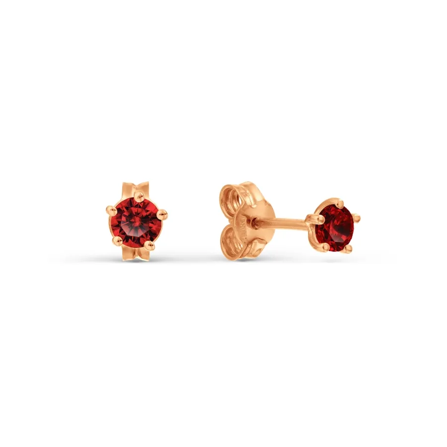 Cercei Pusete din aur roșu cu Cubic Zirconia Roșu