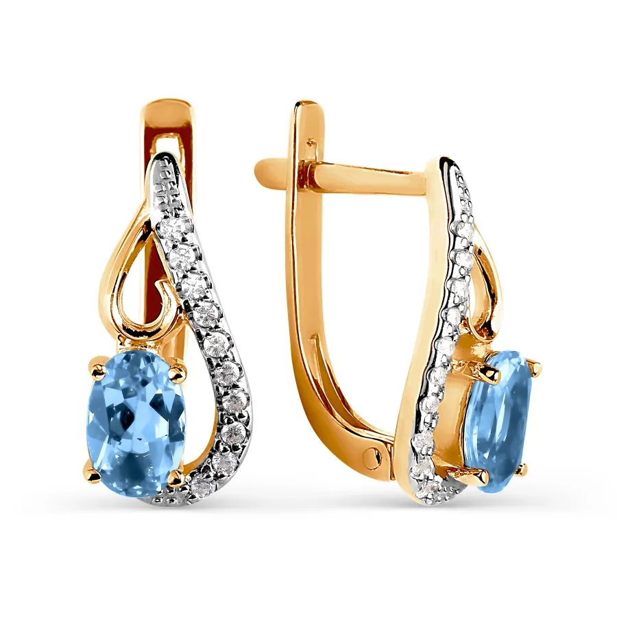 Cercei din aur roșu cu Cubic Zirconia Incolor, Topaz