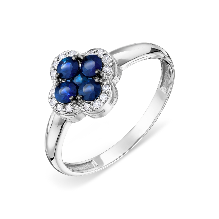 Inel din aur alb cu pietre Diamant, Safir