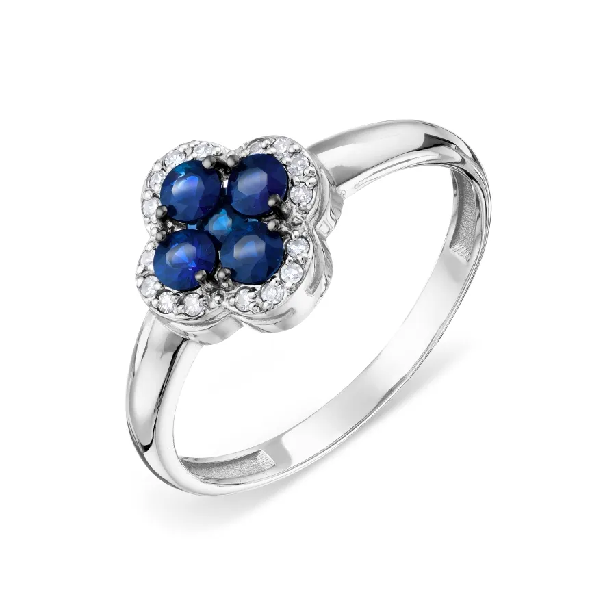 Inel din aur alb cu Diamant, Safir