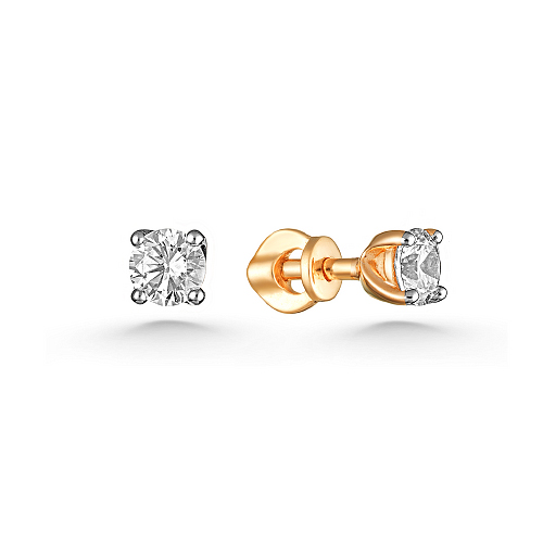Cercei Pusete din aur roșu cu pietre Cubic Zirconia Incolor