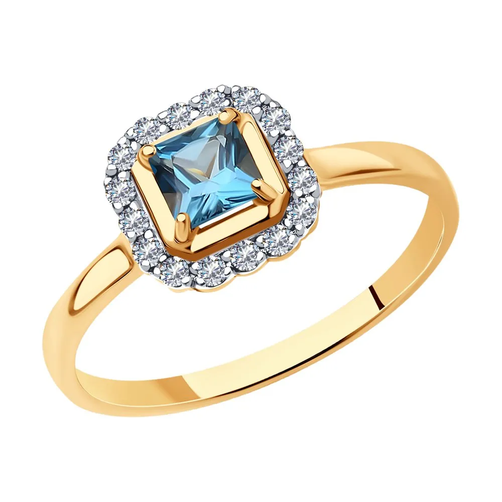 Inel din aur roșu cu Cubic Zirconia Incolor, Topaz London