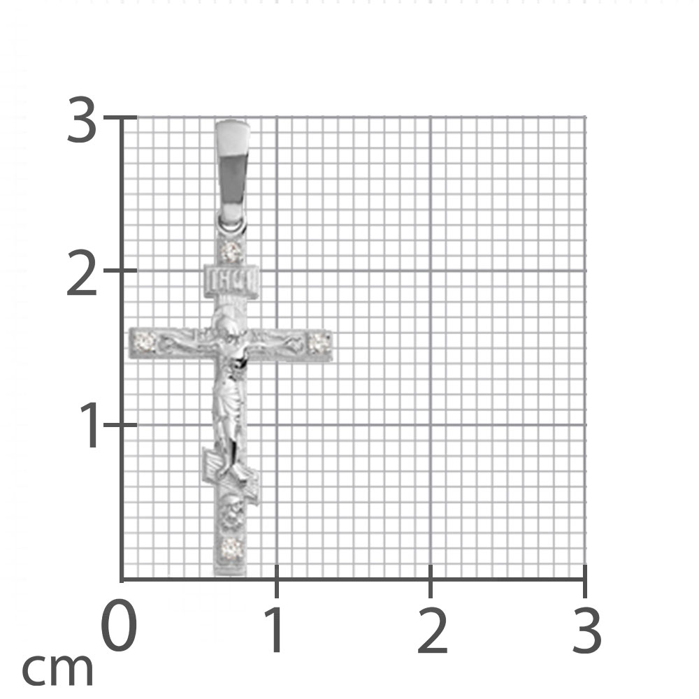 Cruce din aur alb cu pietre Cubic Zirconia Incolor
