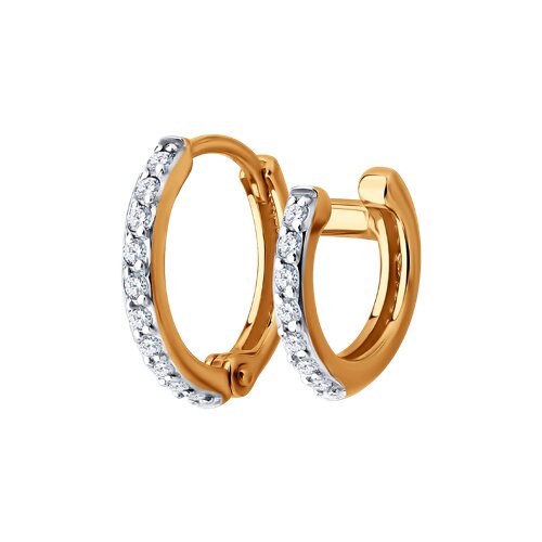 Cercel din aur roșu cu pietre Cubic Zirconia Incolor
