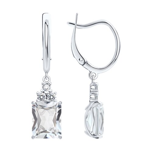 Cercei Suspendați din argint  cu pietre Cubic Zirconia Incolor, Cristal de munte