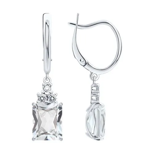 Cercei Suspendați din argint cu Cubic Zirconia Incolor, Cristal de munte