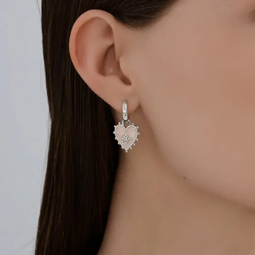Cercei Creole din argint cu Cubic Zirconia Incolor, Emailare