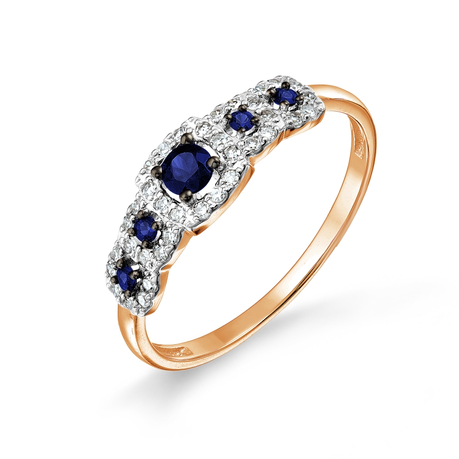 Inel din aur roșu cu pietre Diamant, Safir