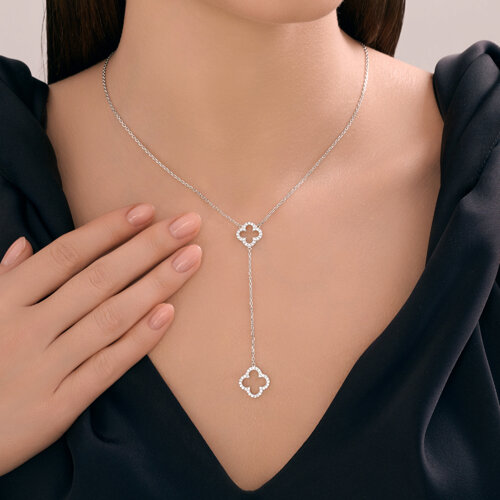 Colier din argint  cu pietre Cubic Zirconia Incolor