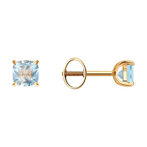 Cercei Pusete din aur roșu cu pietre Topaz albastru