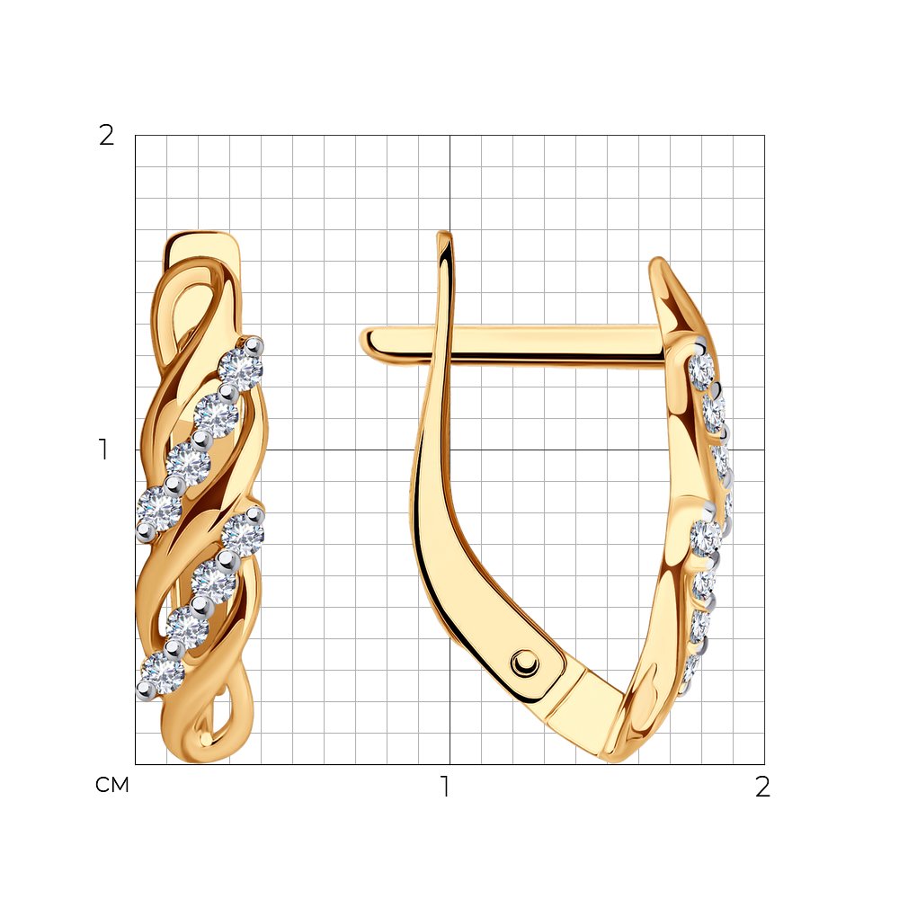 Cercei din aur roșu cu pietre Cubic Zirconia Incolor