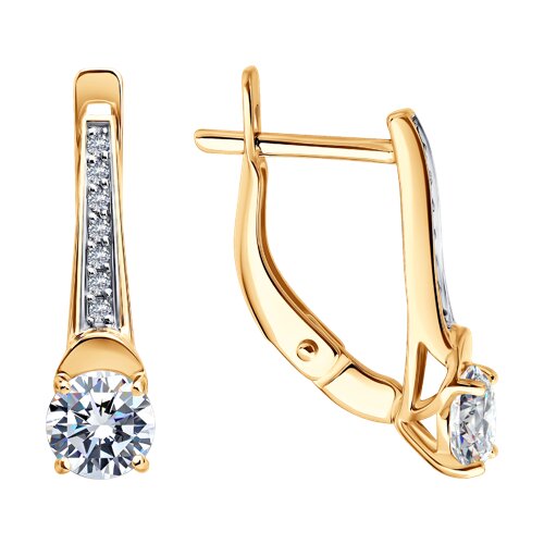 Cercei din aur roșu cu pietre Cubic Zirconia Incolor