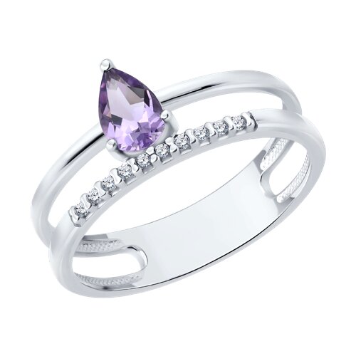 Inel din argint  cu pietre Cubic Zirconia Incolor, Ametist