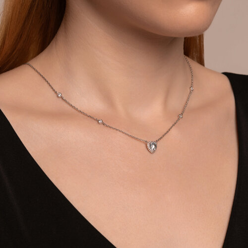 Colier din argint  cu pietre Cubic Zirconia Incolor, Topaz albastru