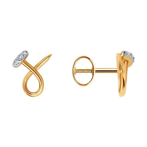 Cercei Pusete din aur roșu cu Cubic Zirconia Incolor
