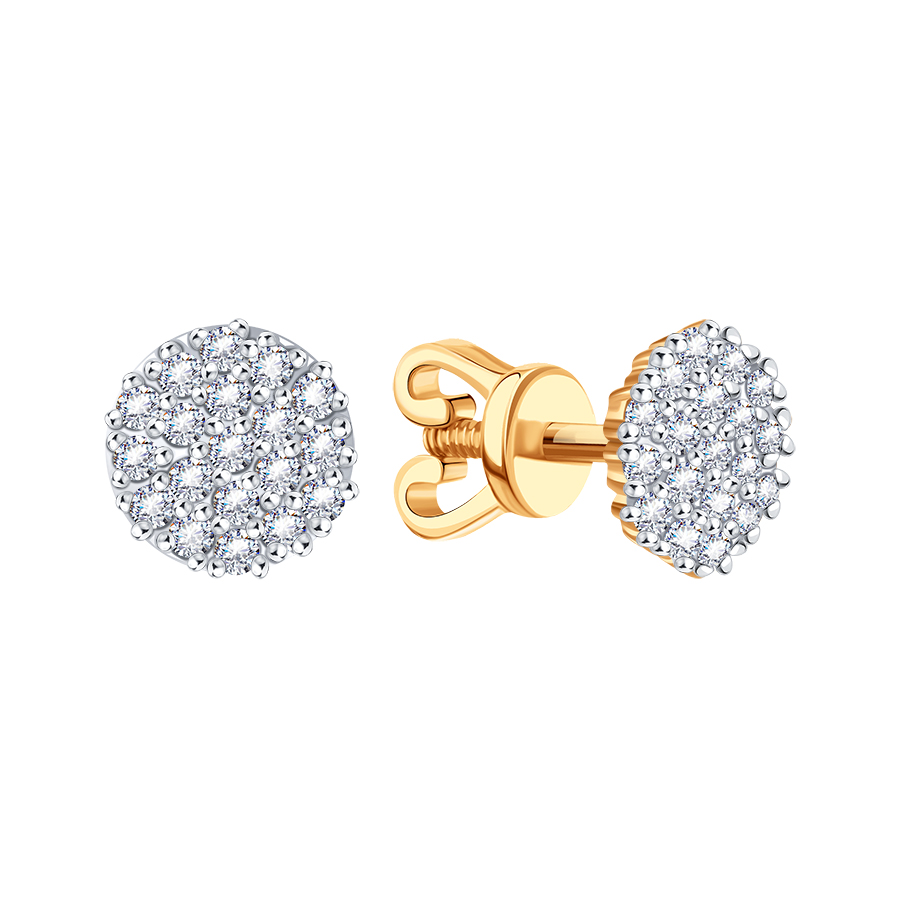 Cercei Pusete din aur roșu cu pietre Cubic Zirconia Incolor