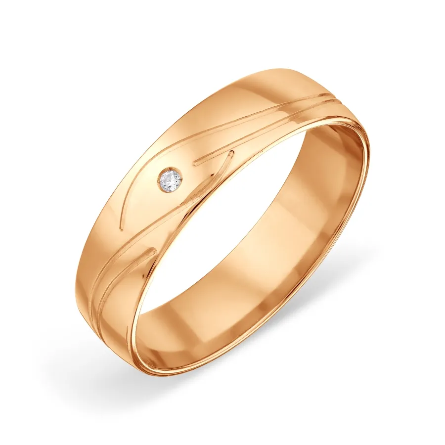 Verighetă din aur roșu cu Cubic Zirconia Incolor