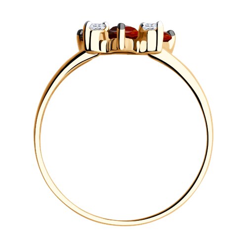 Inel din aur roșu cu pietre Cubic Zirconia Incolor, Granat