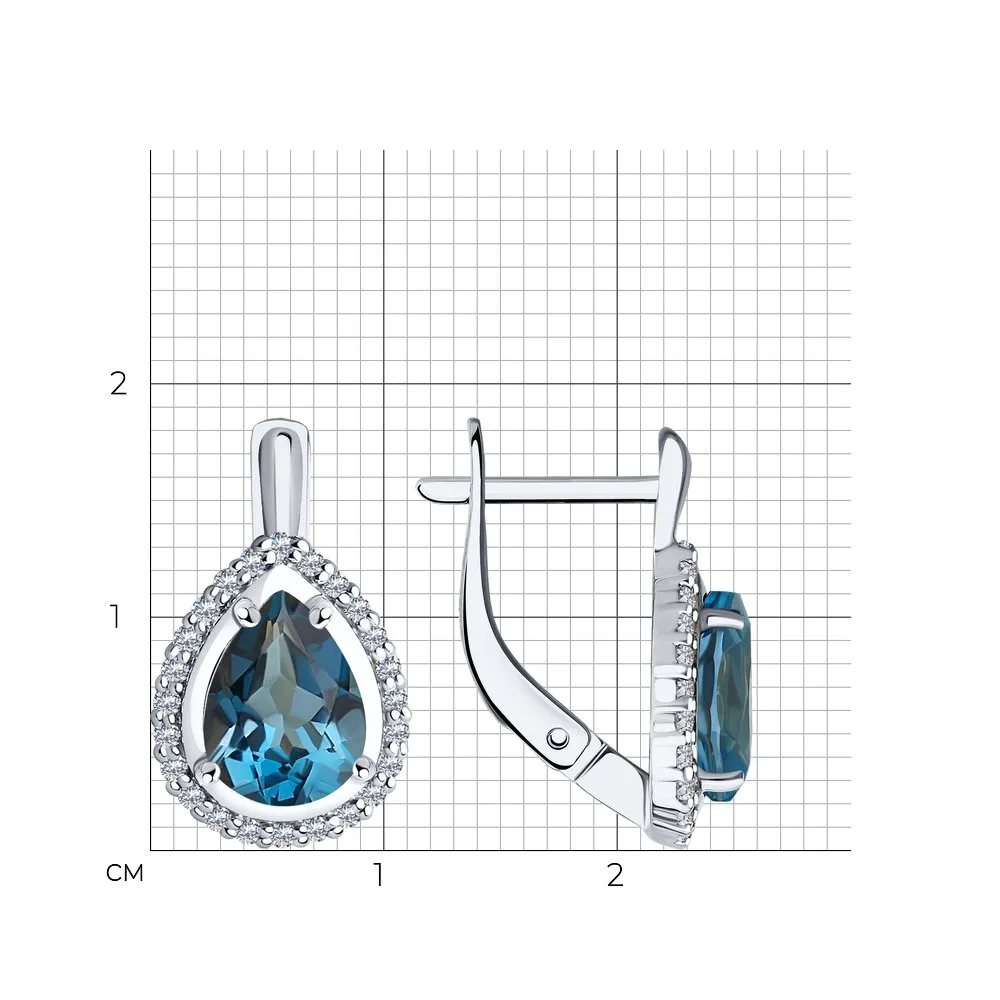 Cercei din aur alb cu Cubic Zirconia Incolor, Topaz London